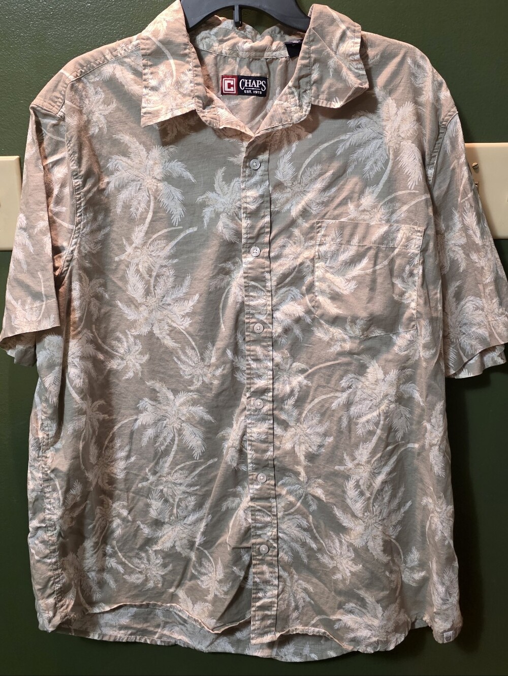 Men's XXL Chaps Button Up Shirt Palm Tree Tropical Cruisewear
